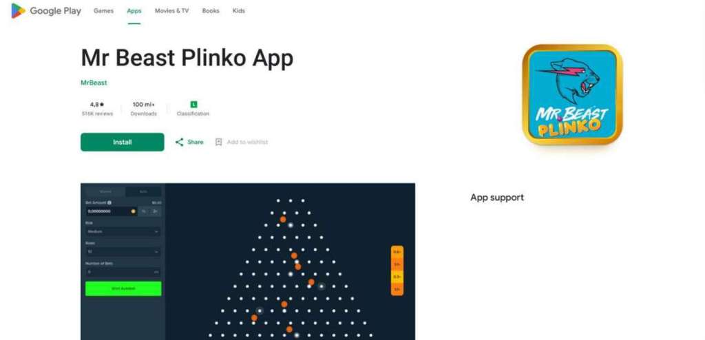 Mr Beast Plinko app.
